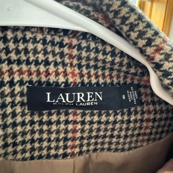 Ralph Lauren Brown Houndstooth Trench Coat - Picture 4 of 4